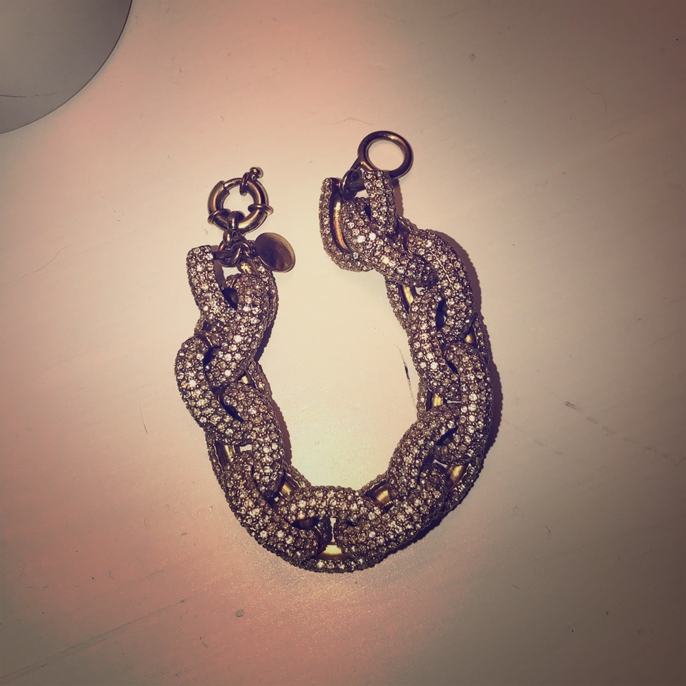 J.Crew pavé link bracelet gold.